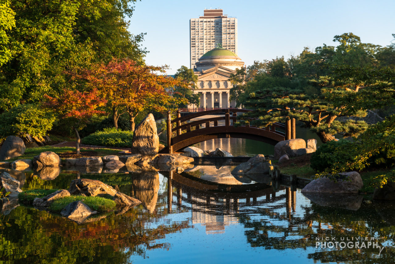 Osaka Garden backed by the Palace of Fine Arts