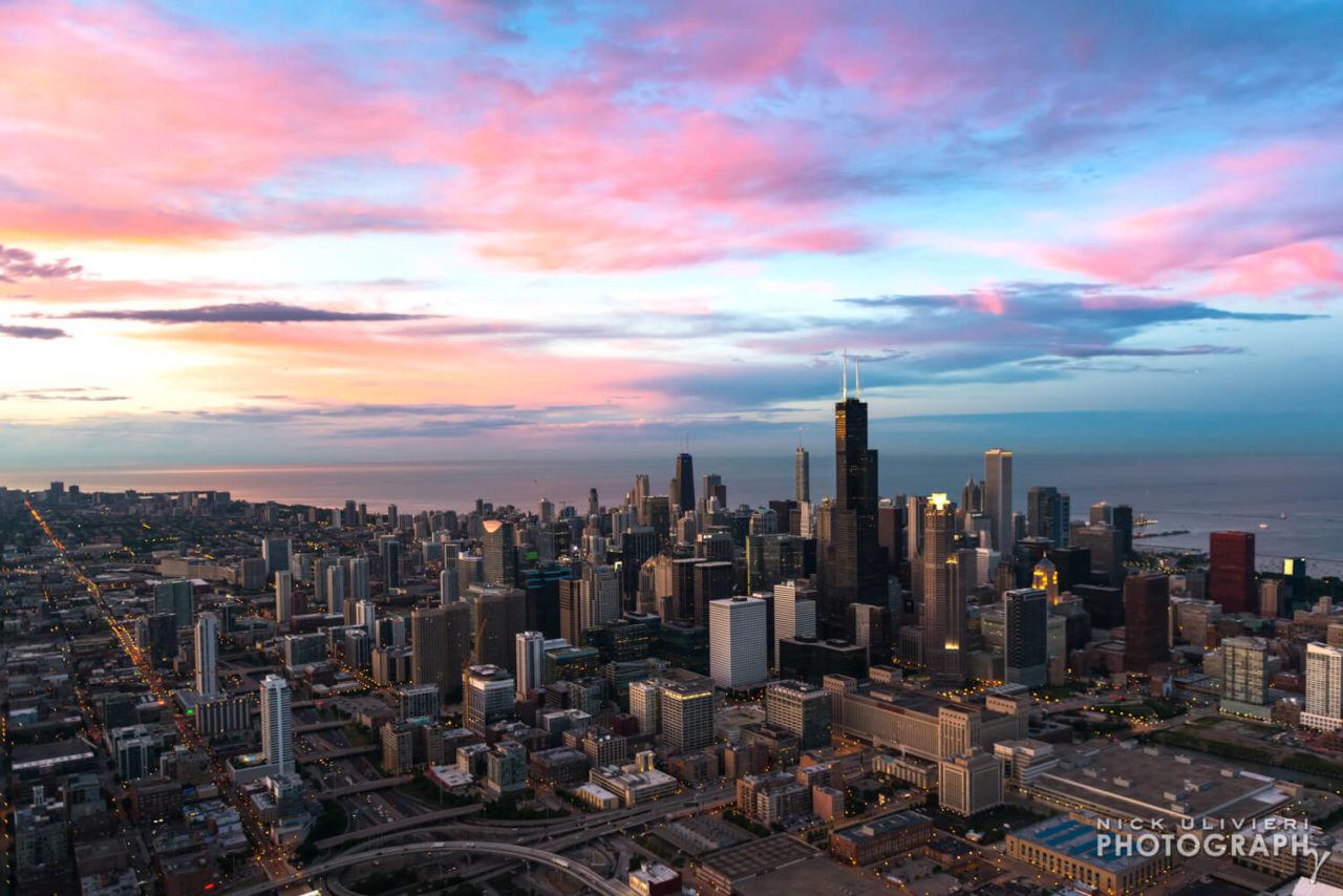 Cotton candy skies aerial