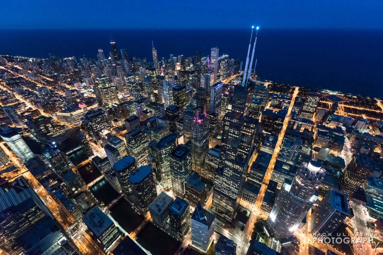 Aerials over the Loop at night