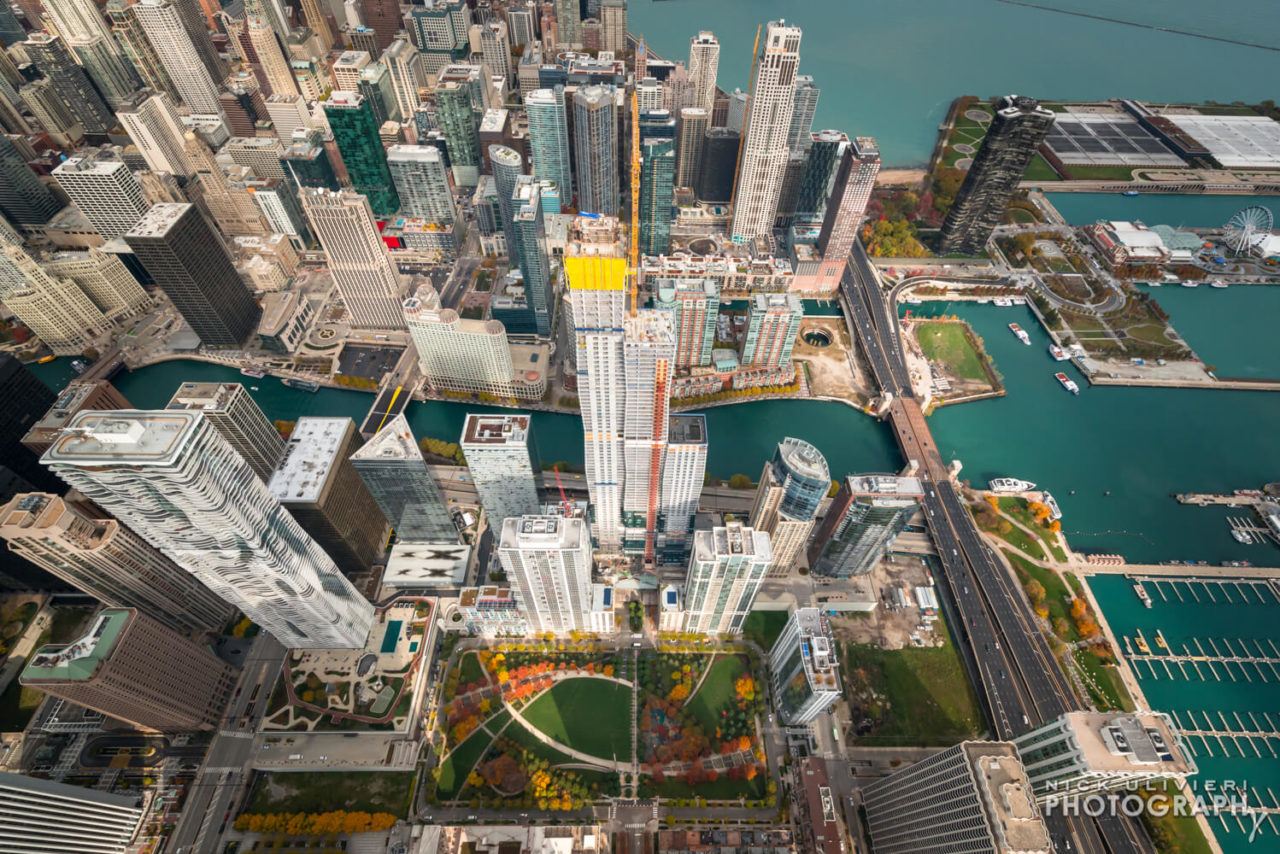 Aerials over Lakeshore East and Vista Tower construction
