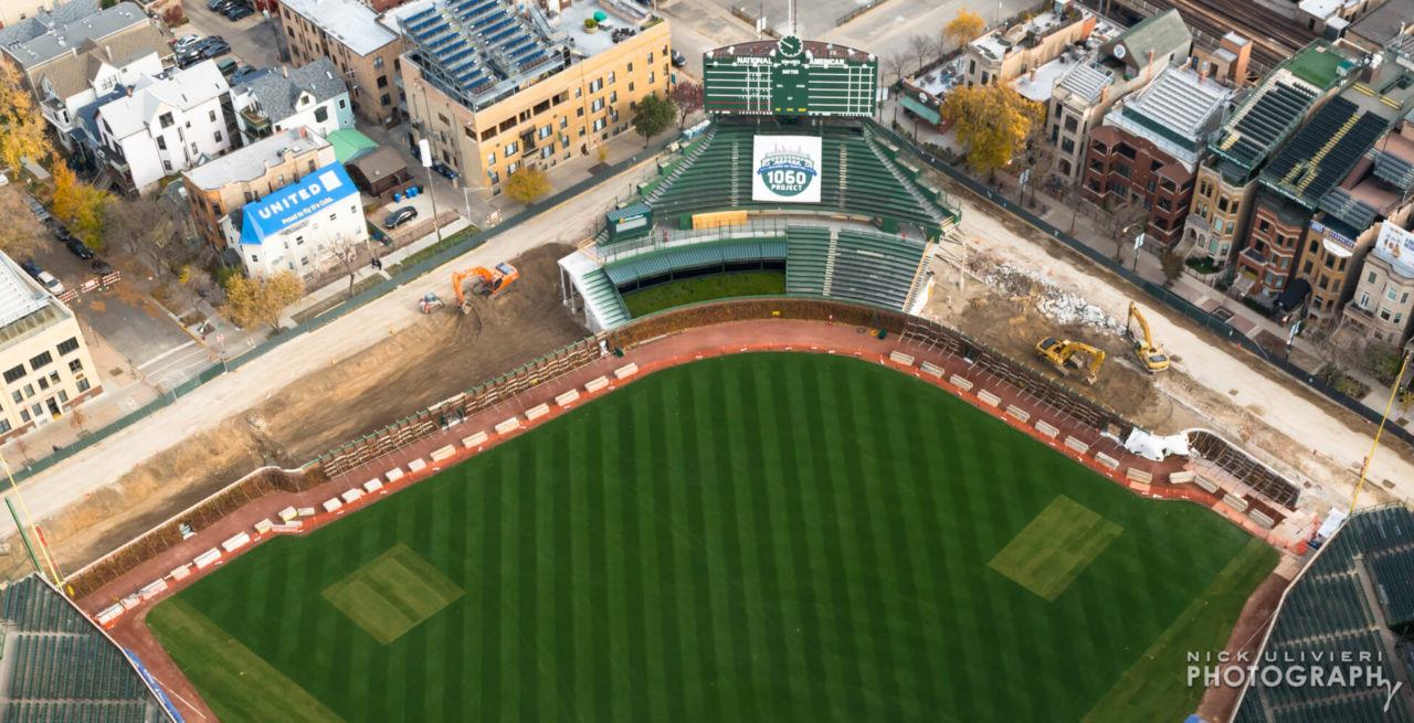 Wrigley Field bleacher renovation aerial update