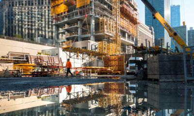 Wolf Point Easts reflectionin in concrete