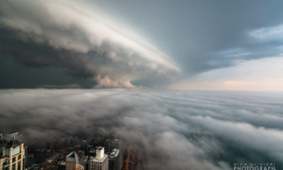 A shelf cloud as seen from 360 Chicago the Hancock observatory