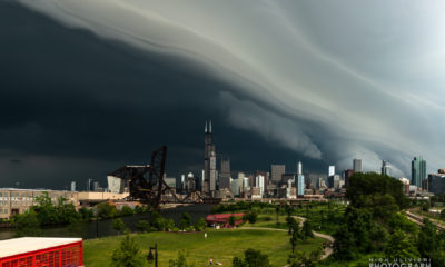 Skyscraper scraping shelf cloud