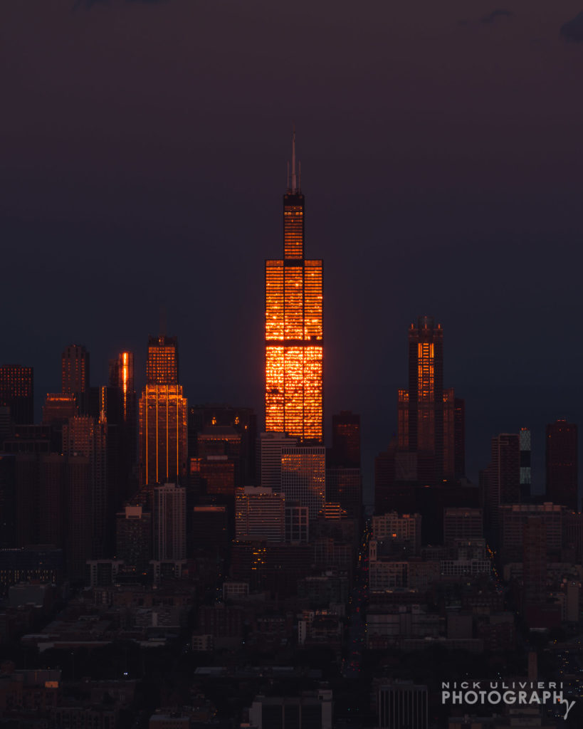 Chicagohenge sunset over Chicago