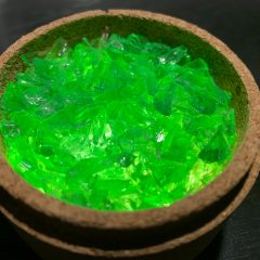 6 - Crushed green glass, lit