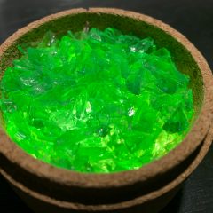 6 - Crushed green glass, lit