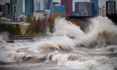 Waves explode along Chicago8217s seawall near 31st Street beach