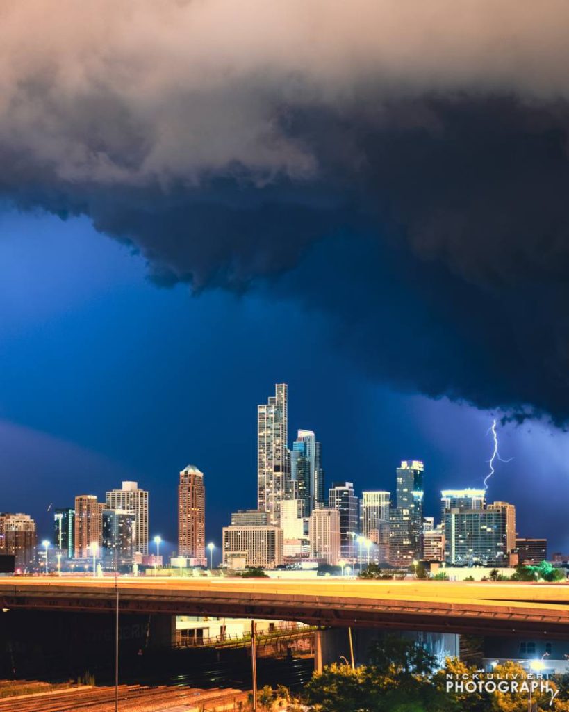 Lighting strikes behind the South Loop
