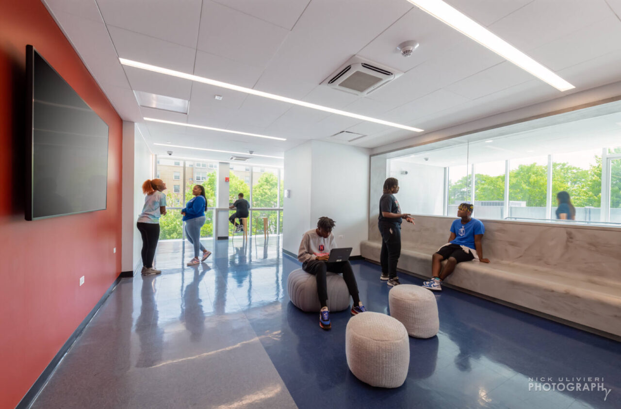 The 3rd floor lounge of Johnson College Prep