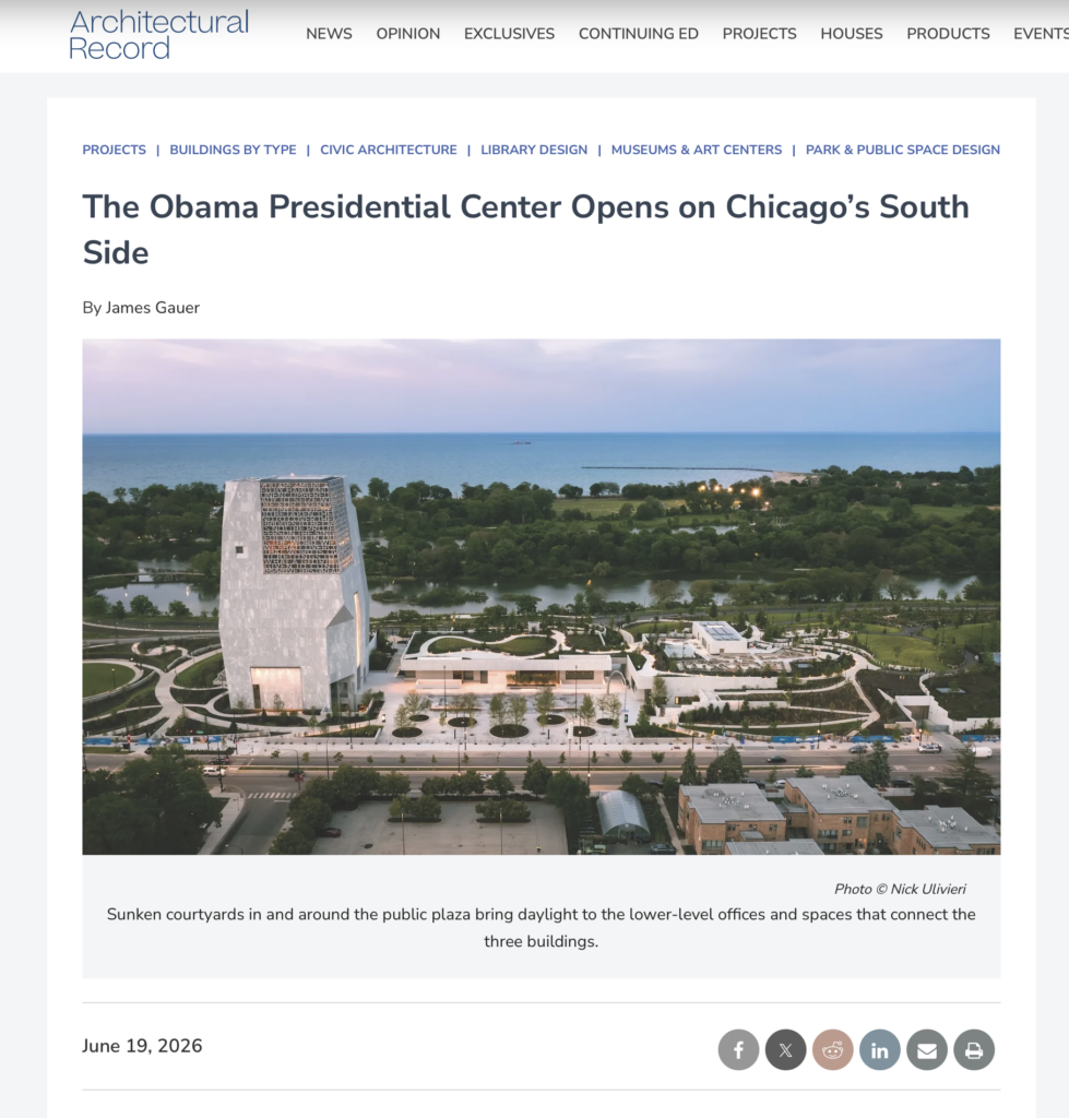 A screengrab of an Architectural Record article featuring one of my photos.